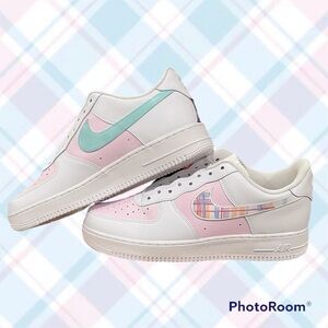 Plaid Swoosh Handpainted AF1​​​​​​​​​